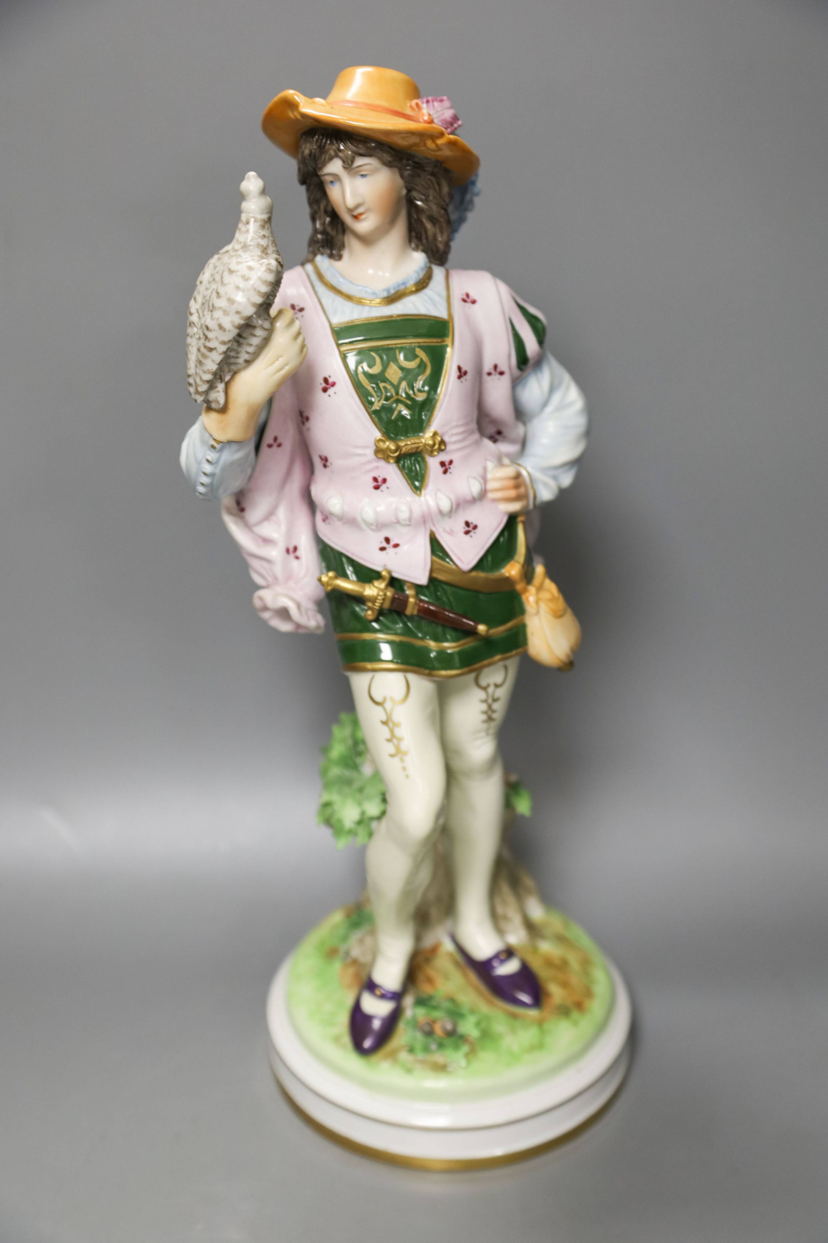 Two pairs of Continental porcelain figures, 35cm